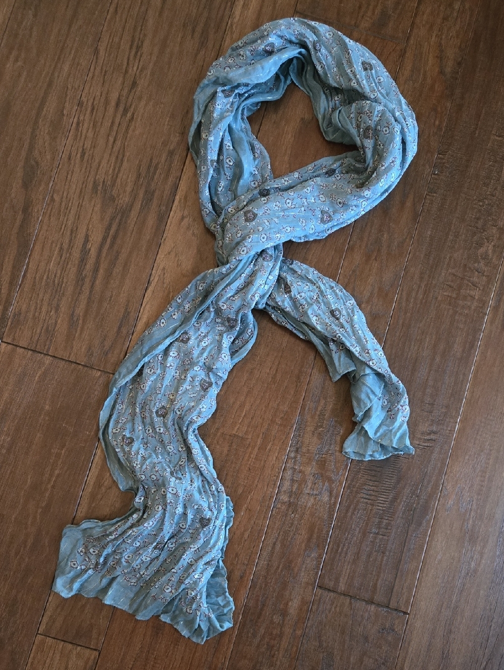Coach Oblong Scarf Wrap Light Blue Flowers